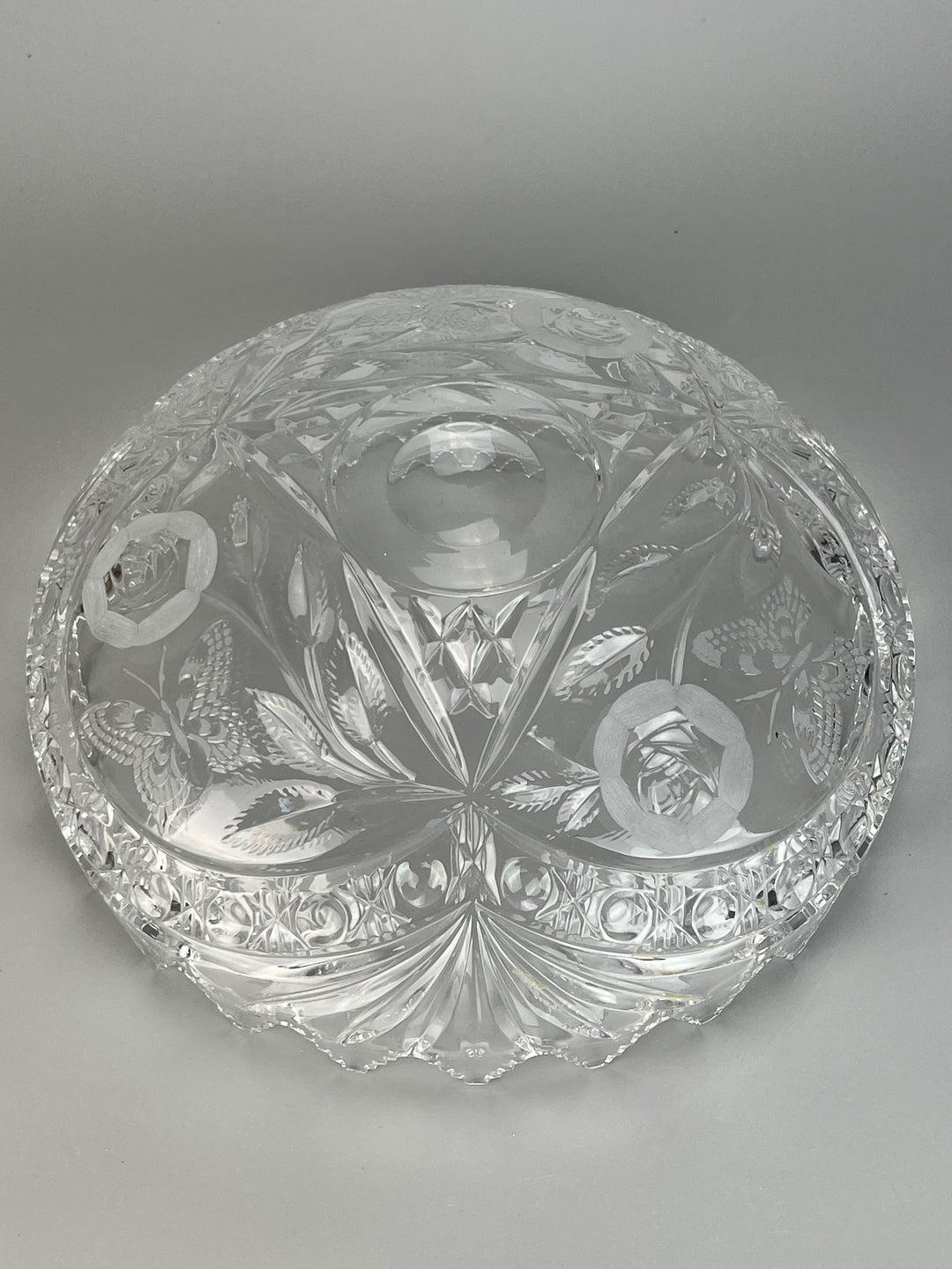 Centrotavola cristallo decoro floreale intagliato