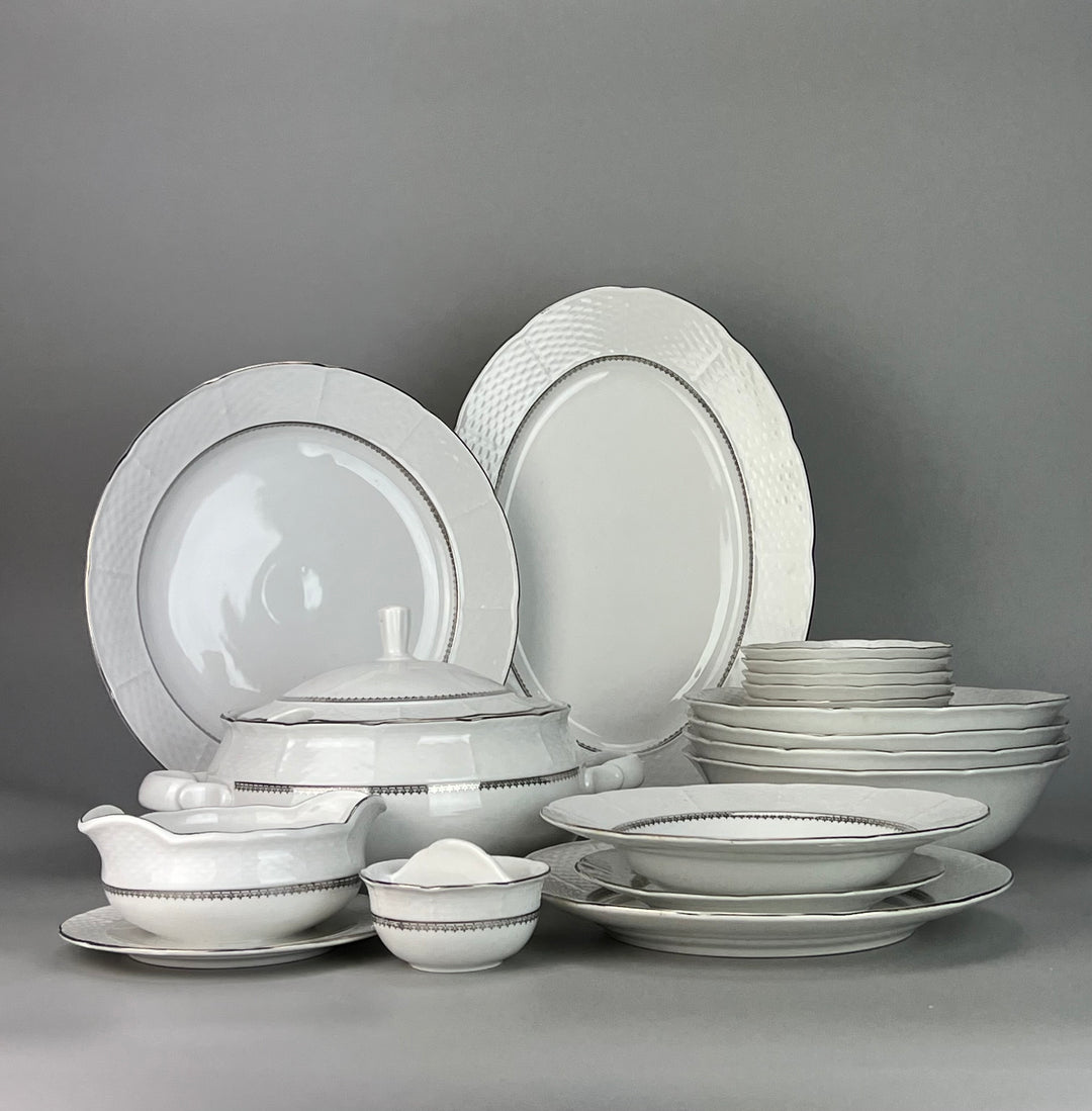 Servizio piatti Thun Czechoslovakia dodici persone decoro argento