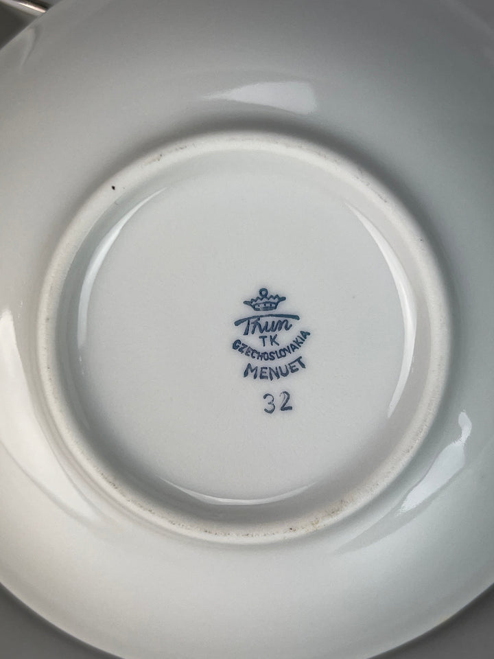 Servizio piatti Thun Czechoslovakia dodici persone decoro argento