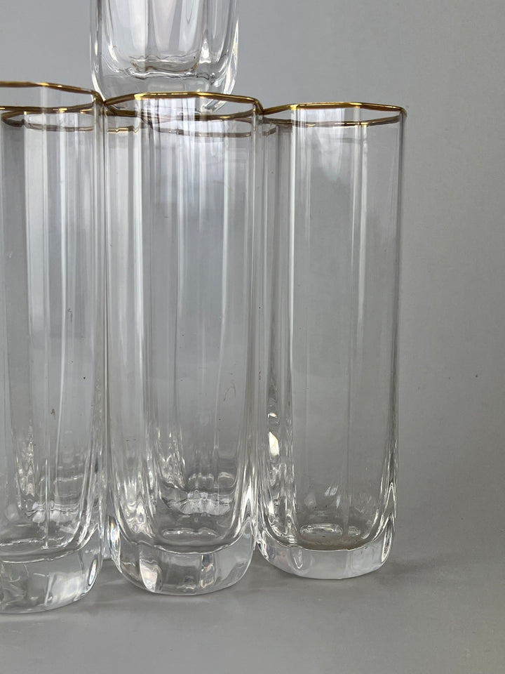 Set di sei Bicchieri da bibita cristallo bordo dorato