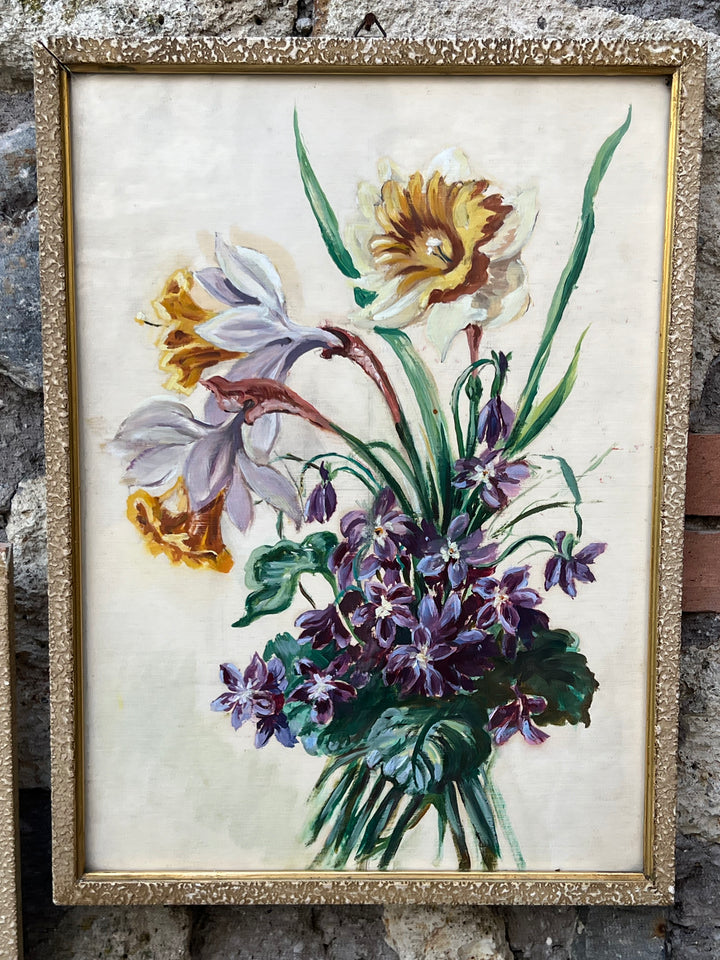 Quadro narciso violette dipinti a tempera