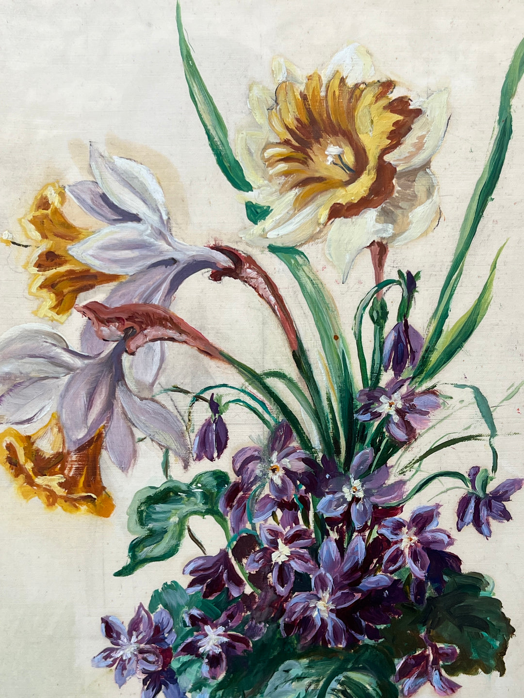 Quadro narciso violette dipinti a tempera