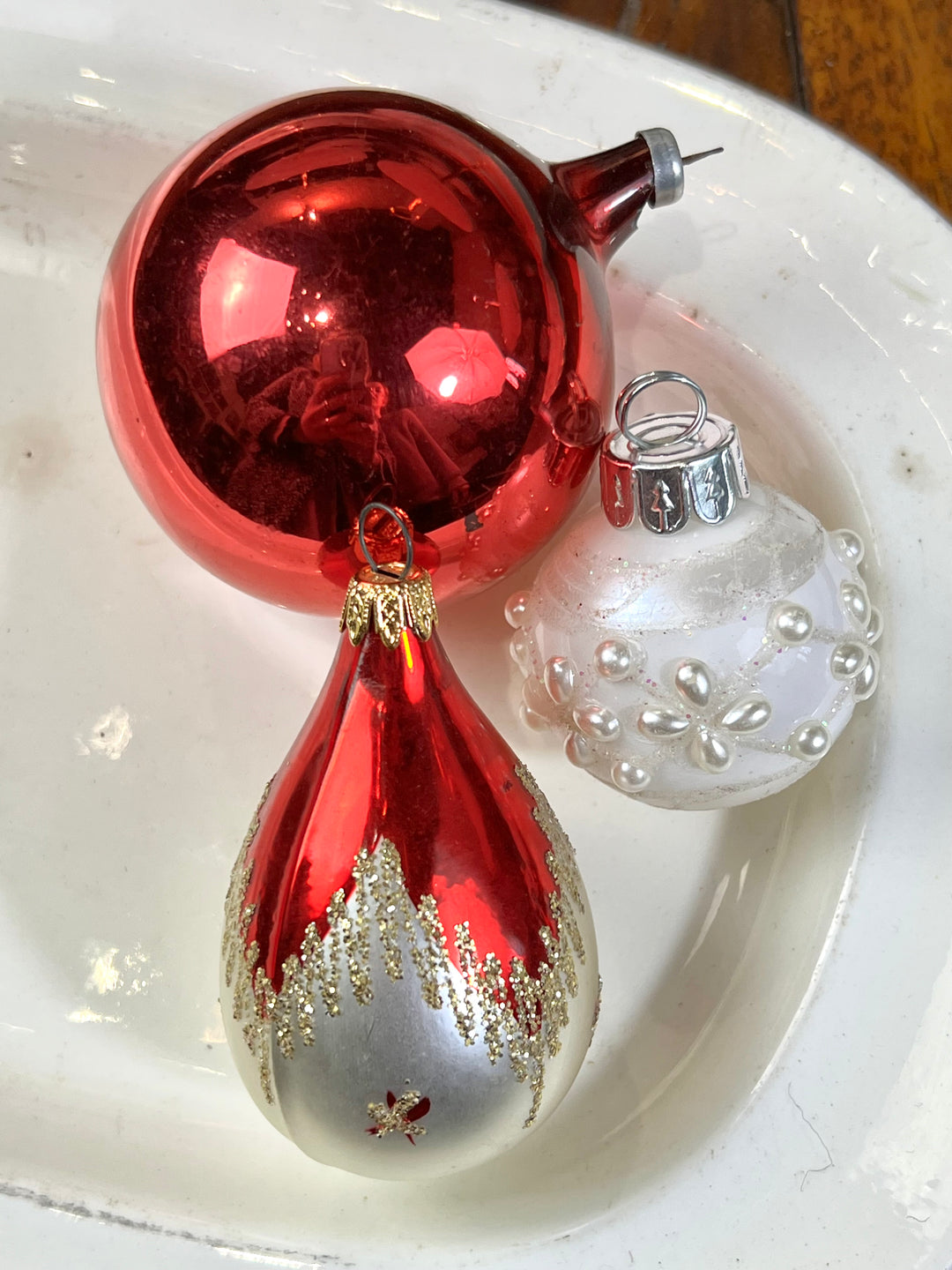 Set dieci palline vetro vintage "Babbo rosso"