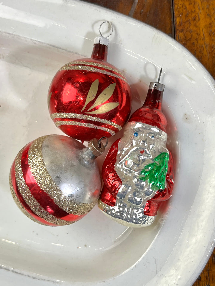 Set dieci palline vetro vintage "Babbo rosso"