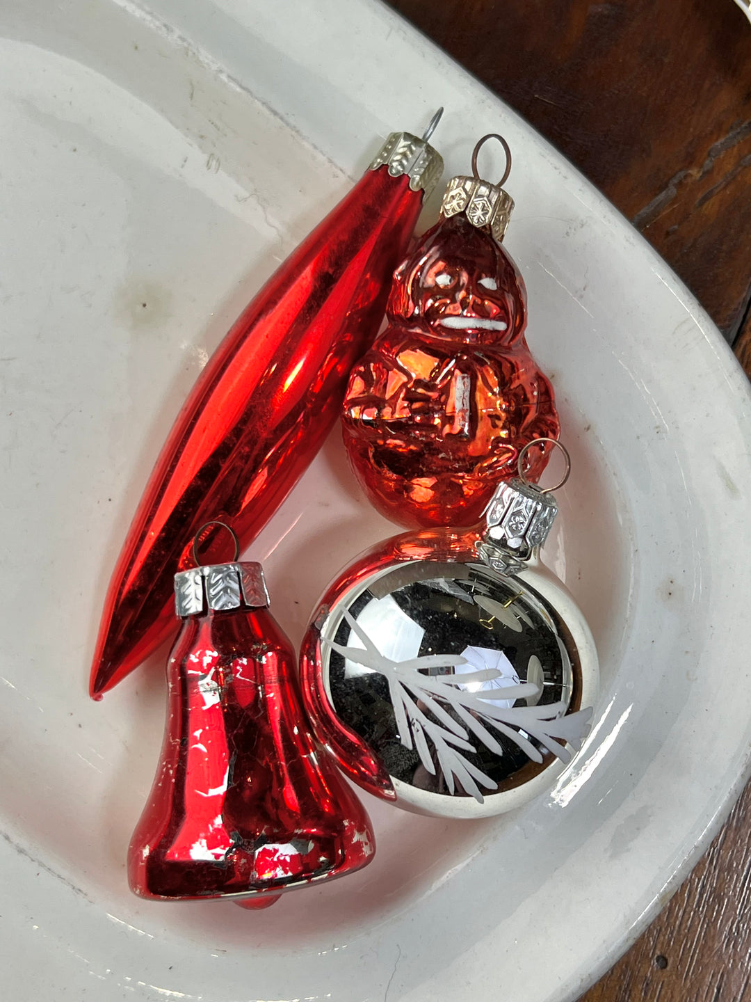 Set dieci palline vetro vintage "Babbo rosso"