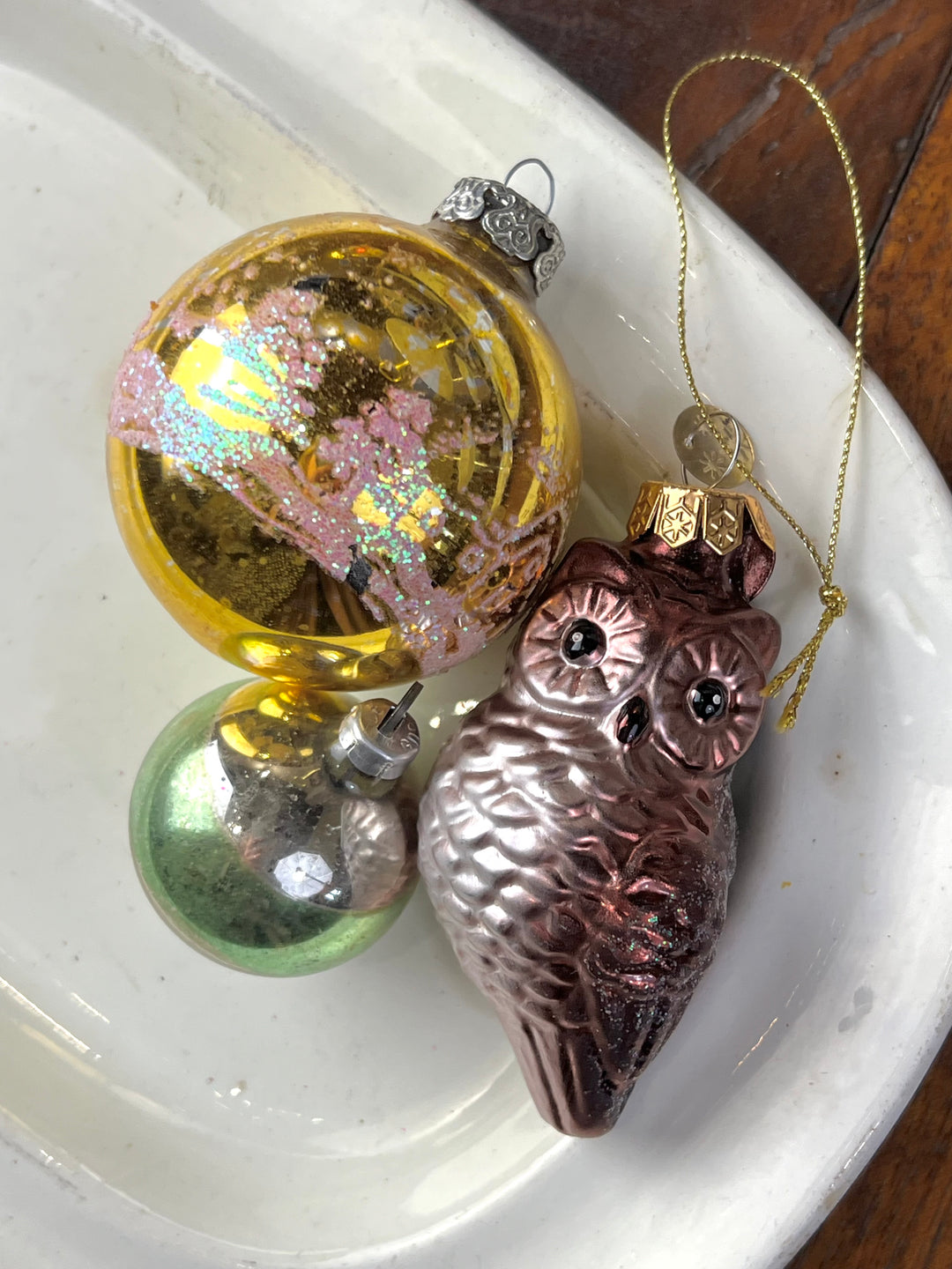 Set dieci palline vetro vintage "Gufo"
