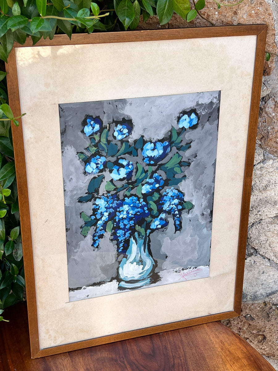 <p>Bellissimo Quadro raffigurante un bouquet di fiori blu realizzato in olio su cartone con cornice in legno.</p> <p>Misure 52x72 cm</p> <p>&nbsp;</p>