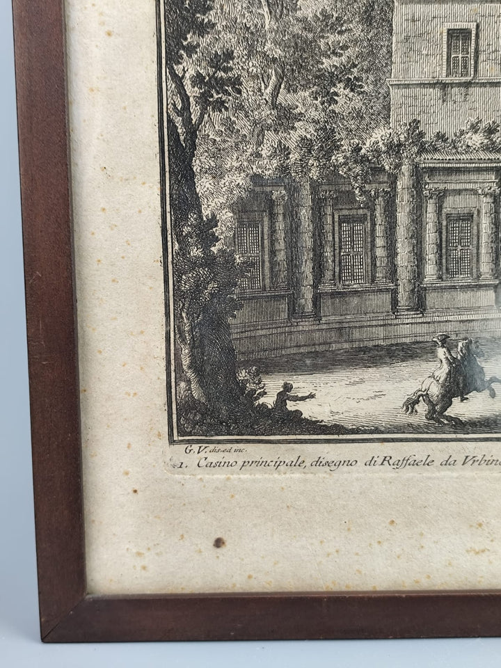 Incisione originale del XVIII secolo di Giuseppe Vasi – Villa Madama fuori Porta Angelica