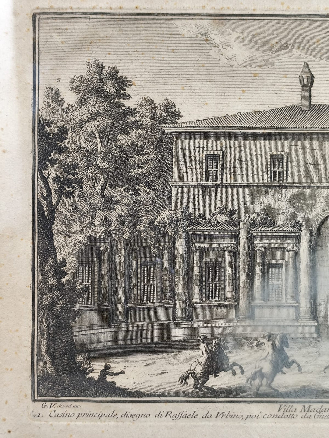 Incisione originale del XVIII secolo di Giuseppe Vasi – Villa Madama fuori Porta Angelica