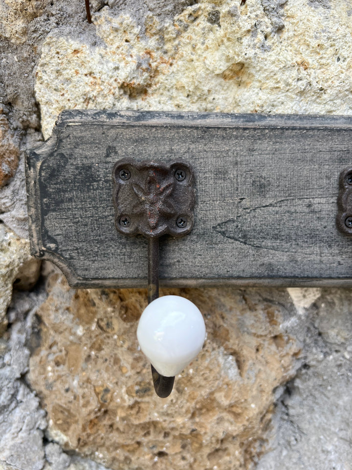 Appendiabiti da muro legno pomelli porcellana