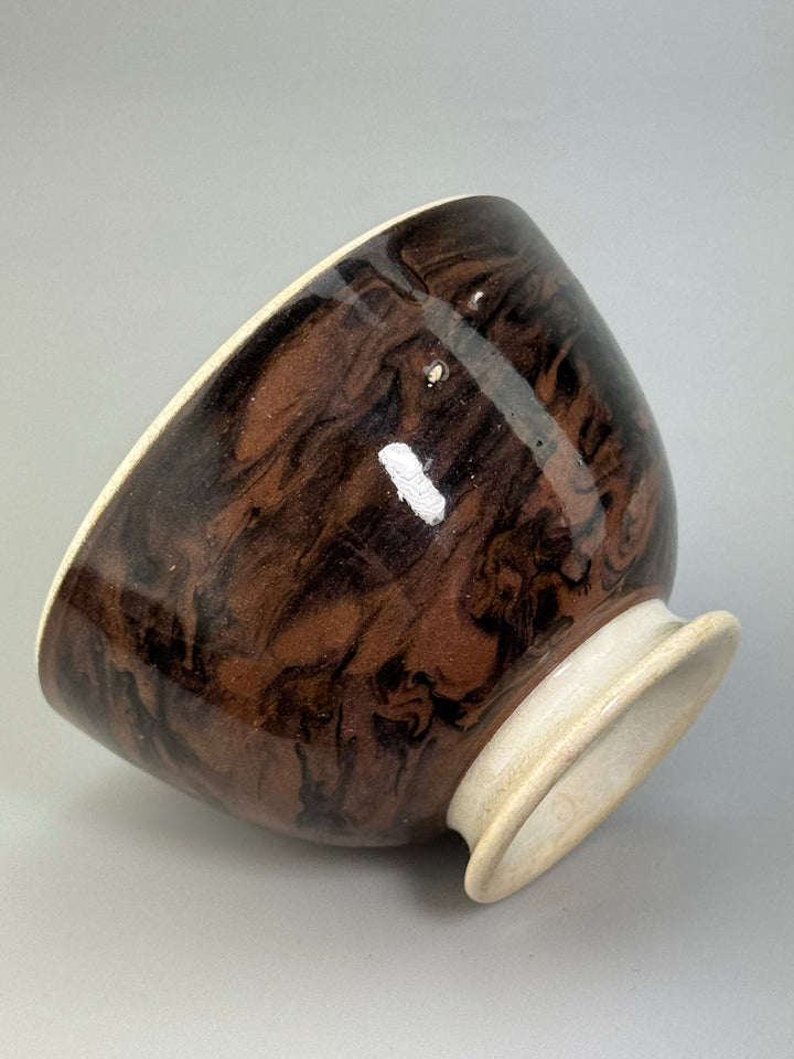Ciotolina in ceramica Sarreguemines marmorizzata marrone