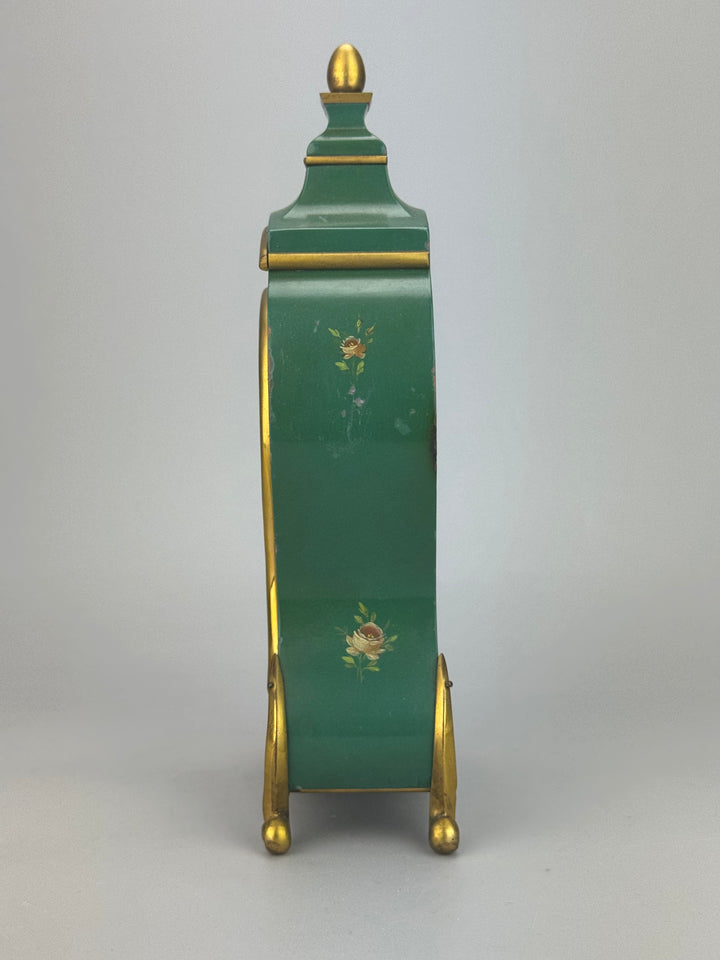 Orologio da Tavolo Luxor Swiss Made Verde e Oro Stile Rococò Vintage