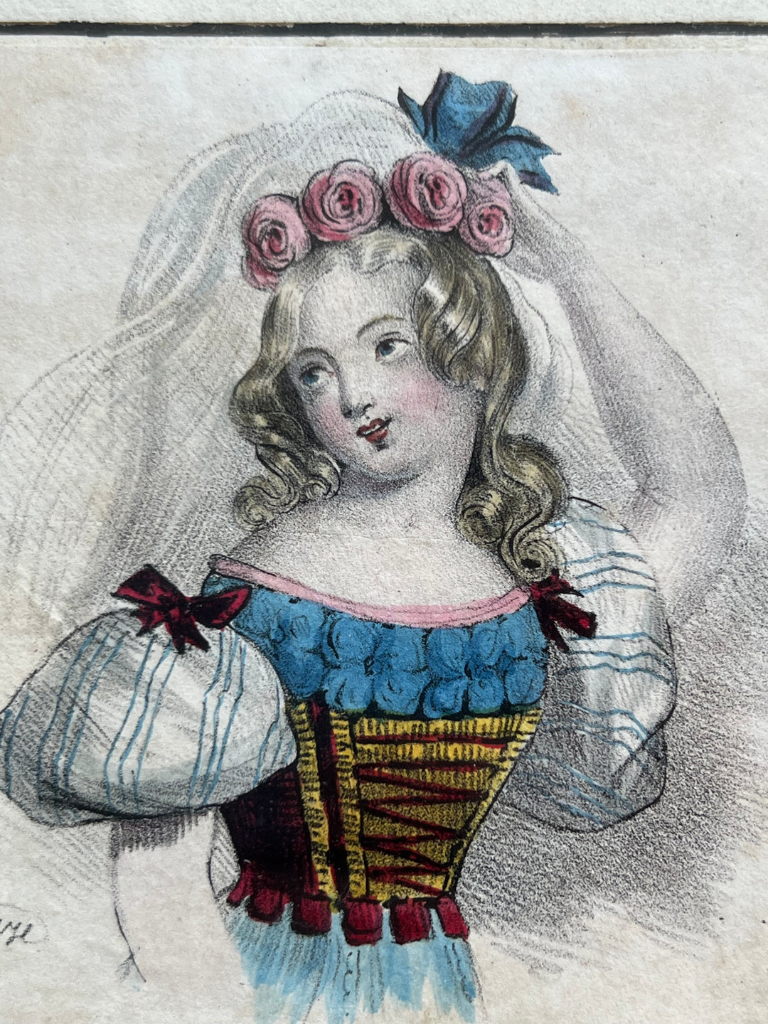 Disegno Figura bimba acquarello '800