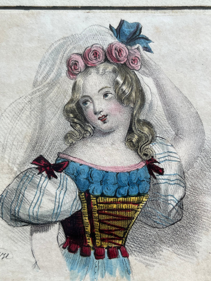 Disegno Figura bimba acquarello '800