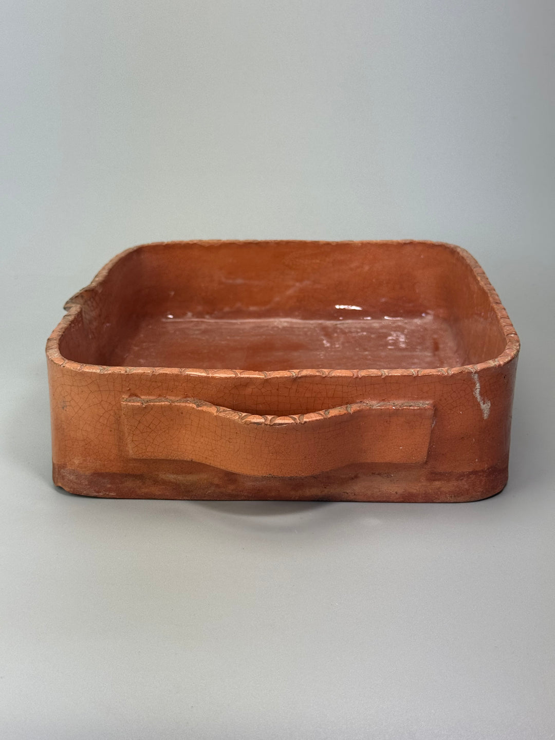 Pirofila in terracotta con manici vintage produzione artigianale