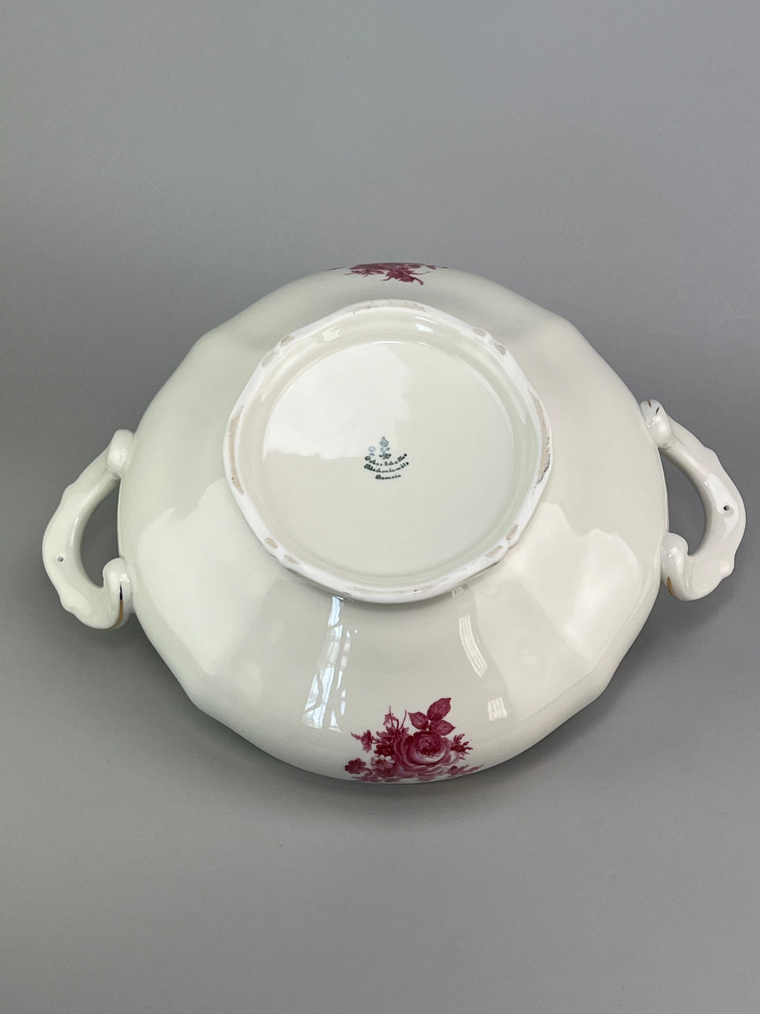 Zuppiera vintage in porcellana Bavaria decoro rosso rubino