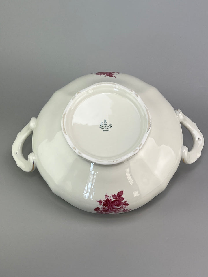 Zuppiera vintage in porcellana Bavaria decoro rosso rubino