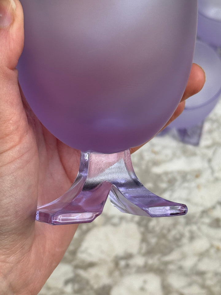 Set di 12 Calici Mid-Century in vetro satinato viola
