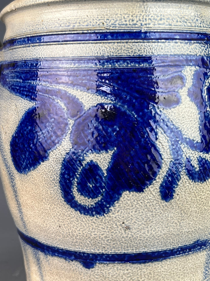 Vaso grès salato smaltato dipinto vintage