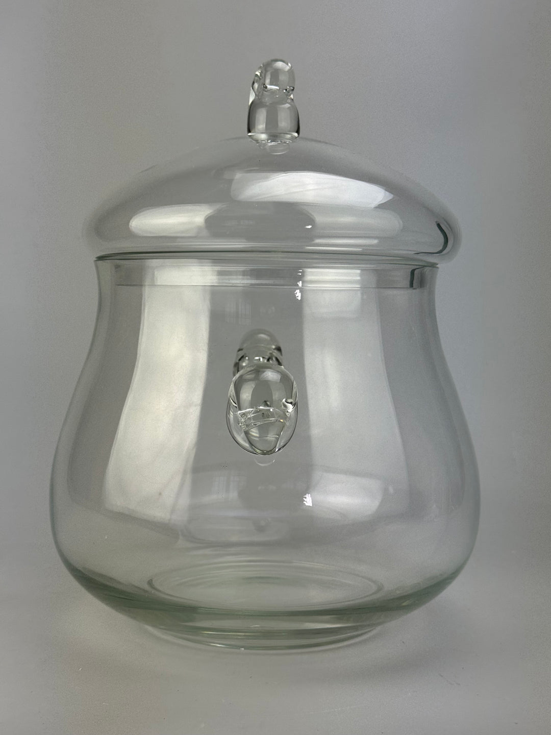 Ciotola vintage da punch in vetro con coperchio e mestolo