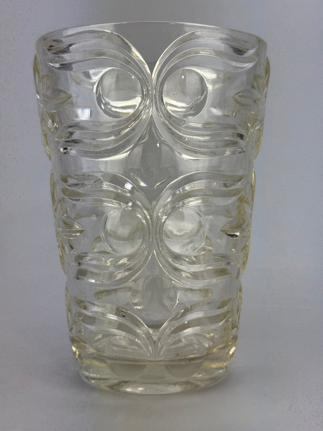 Vaso vintage in cristallo molato con motivo geometrico circolare anni ’60