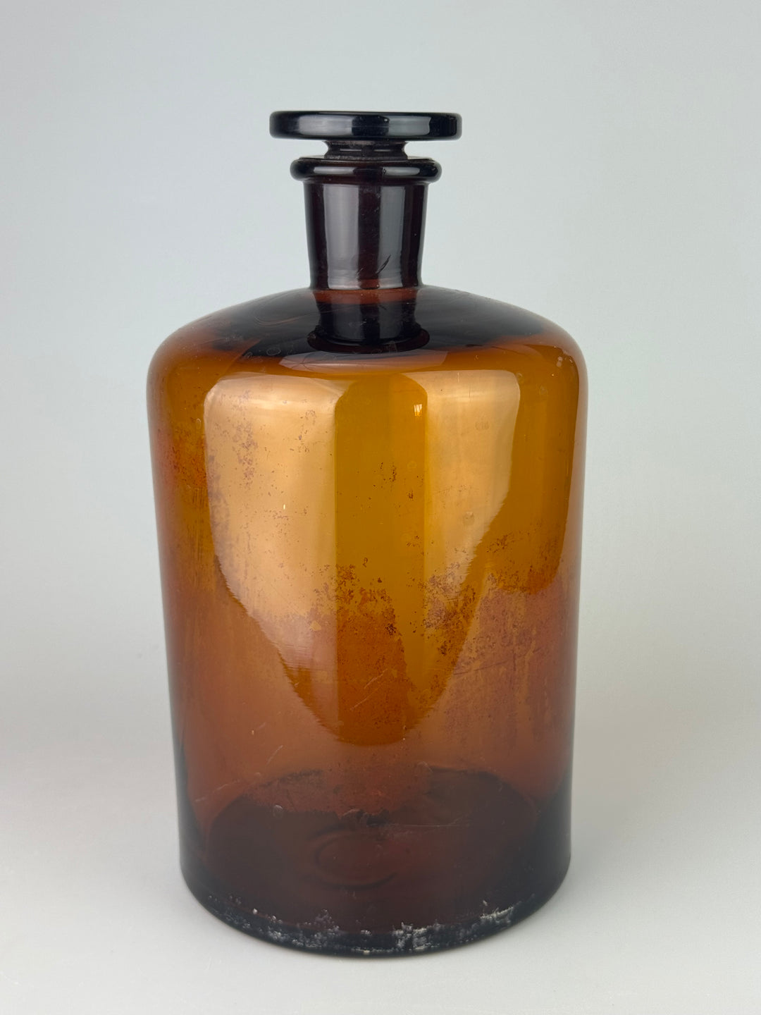 Bottiglia da farmacia vintage in vetro ambrato con tappo – 27 cm