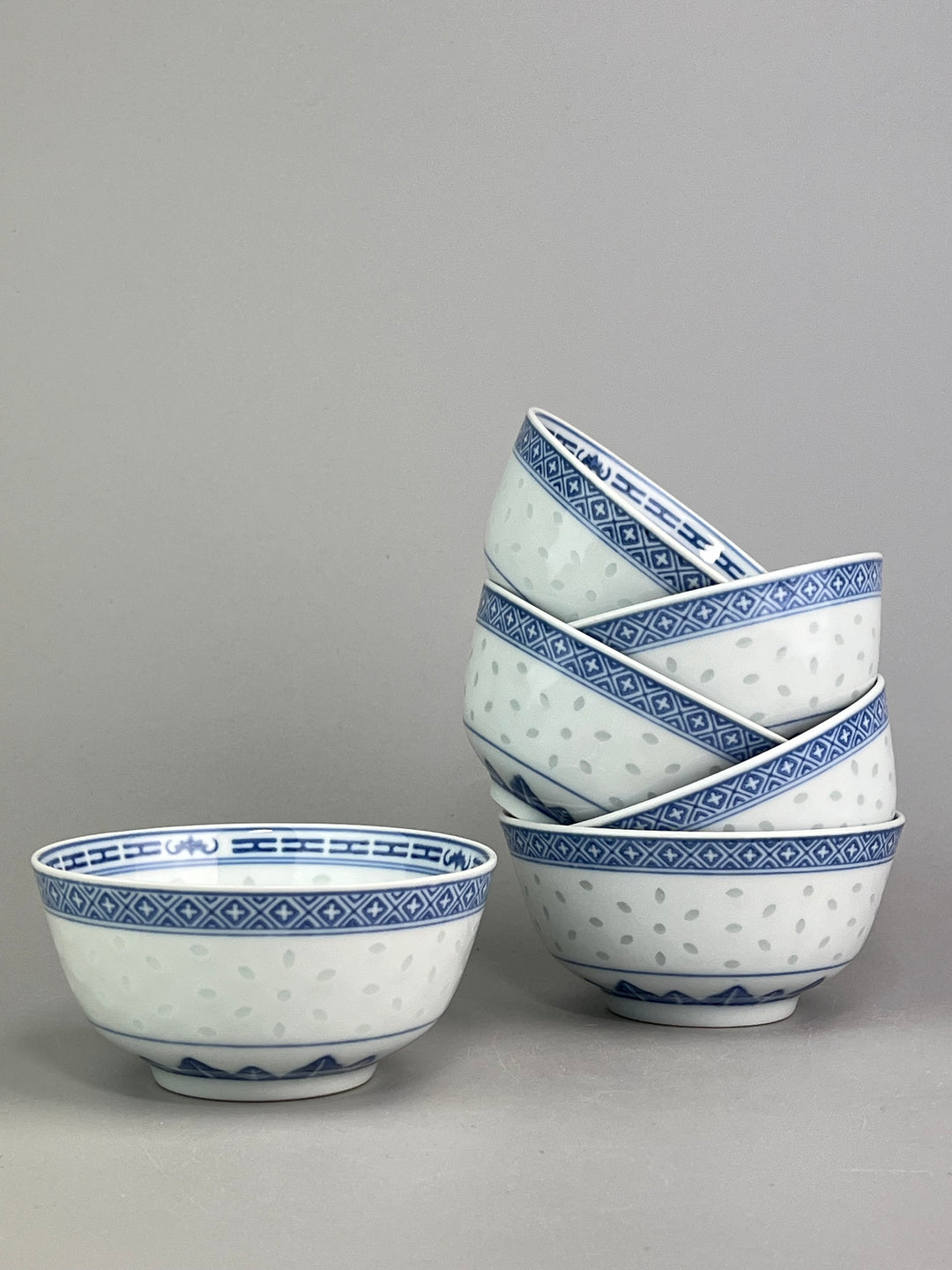 Set di 10 ciotoline cinesi chicco di riso in porcellana vintage