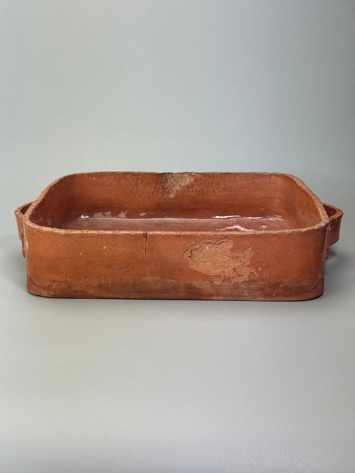Pirofila in terracotta con manici vintage produzione artigianale