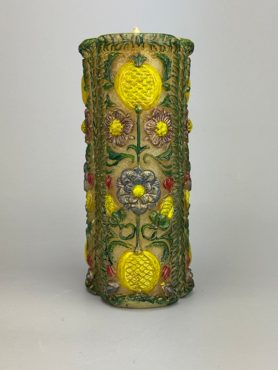 Tris di candele decorative tedesche vintage dipinte a mano
