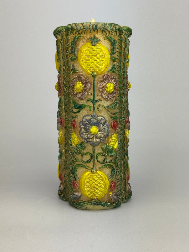 Tris di candele decorative tedesche vintage dipinte a mano