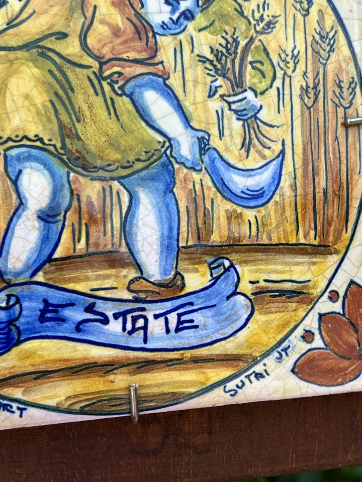 Set di 4 mattonelle in ceramica con le quattro stagioni