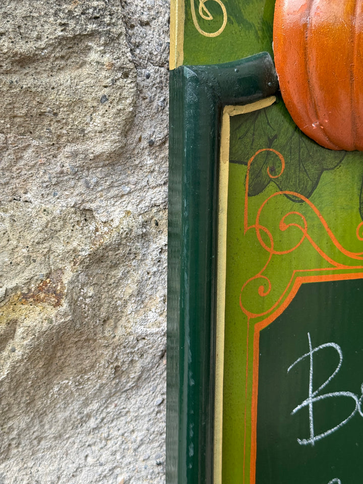 Pannello decorativo “French Garden” con lavagna con zucche in rilievo stile country chic