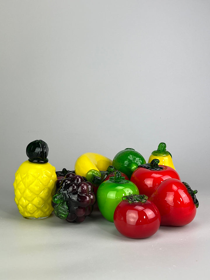 Set di 10 Frutti in Vetro Soffiato a Mano – Decorazione Vintage Colorata