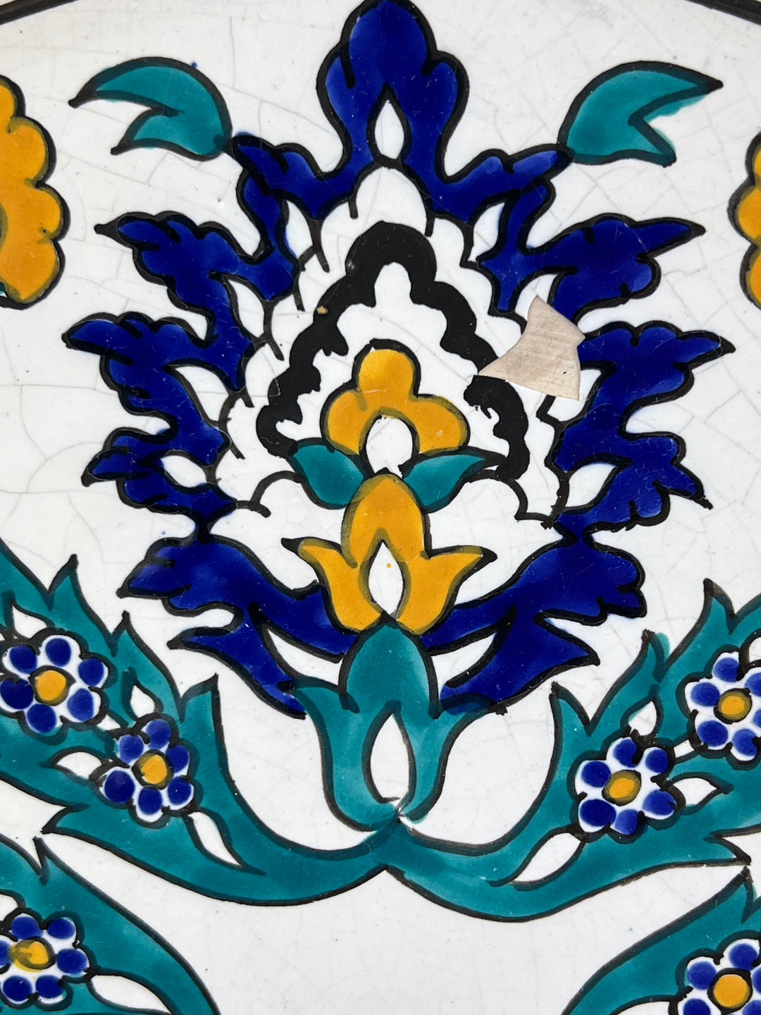 Piatto da parete in ceramica dipinta a mano decoro floreale ispirazione Safi