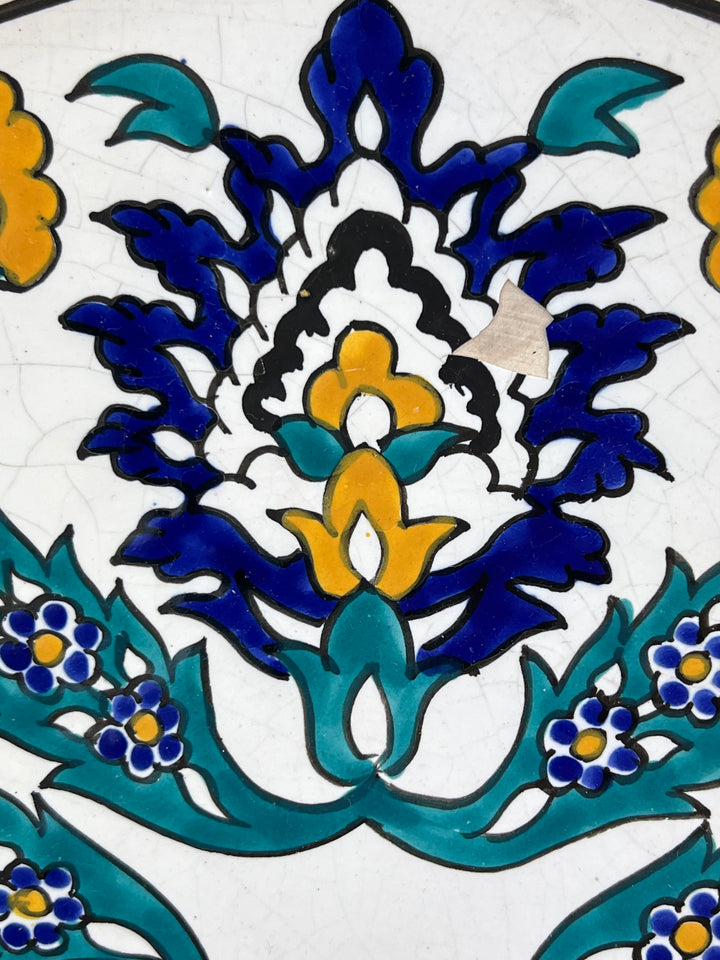 Piatto da parete in ceramica dipinta a mano decoro floreale ispirazione Safi