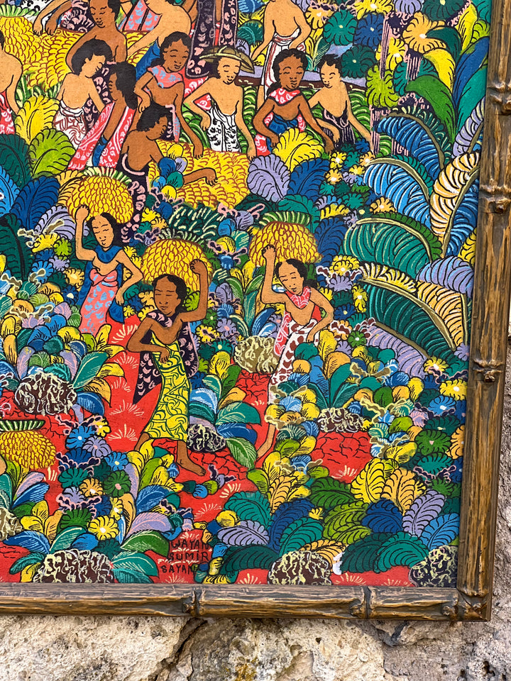 Quadro Balinese paesaggio con figure