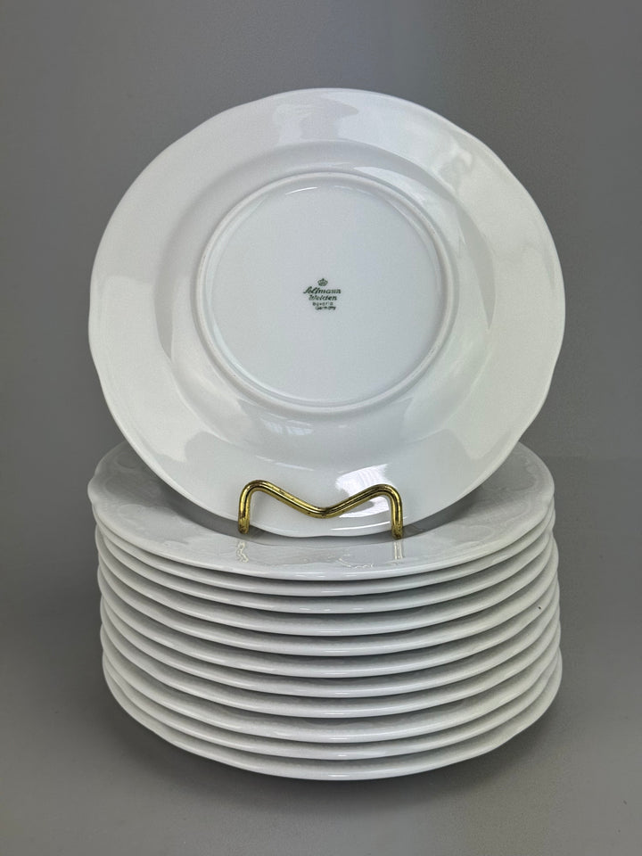 Set 12 Piattini da Dolce Seltmann Weiden in porcellana bianca con decoro a filigrana