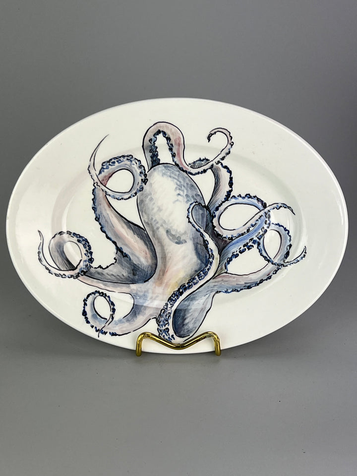 Set di 12 Piatti da Portata in Ceramica – M.G. Occelli – Decori Marini Diversi