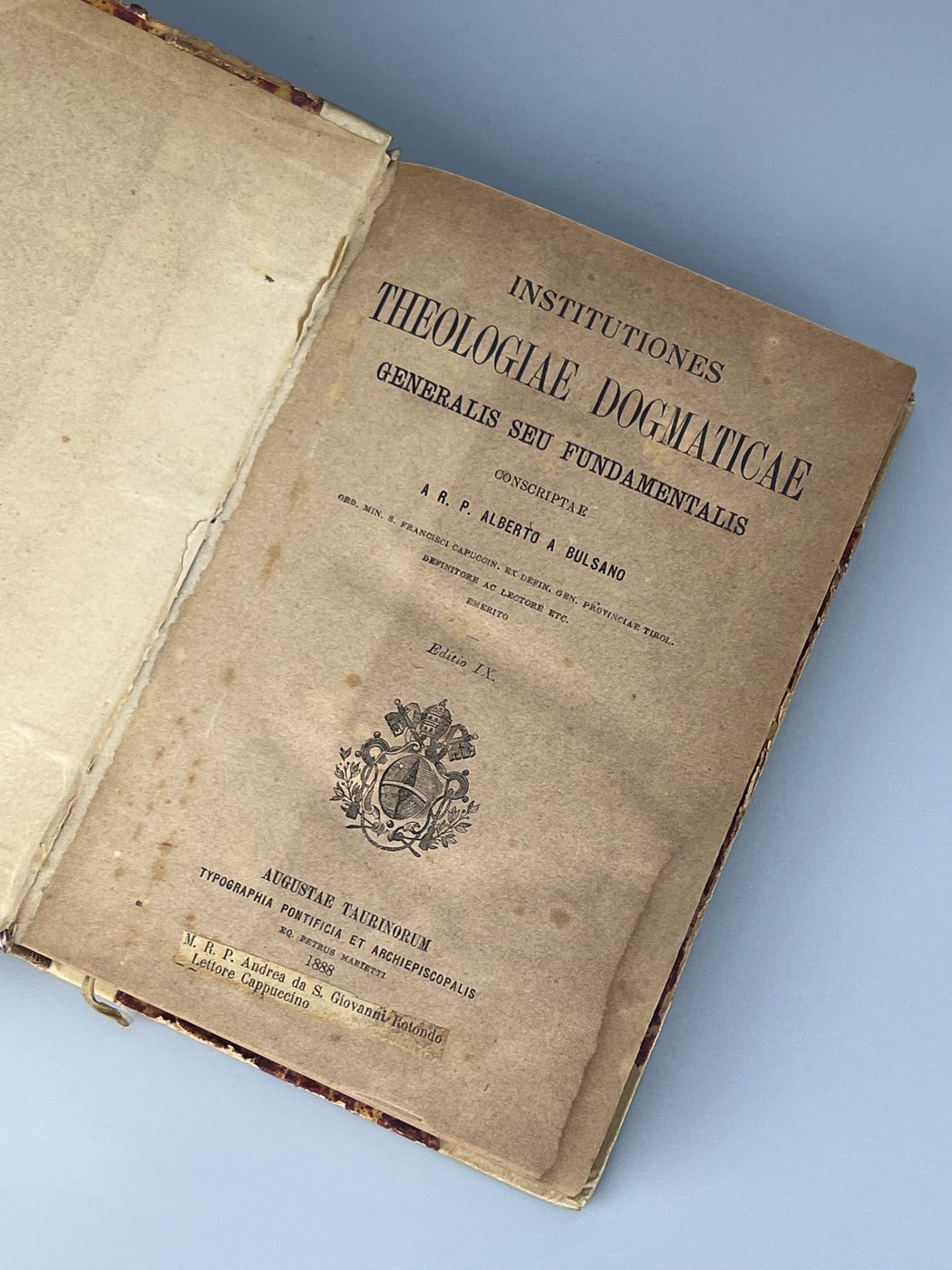 Institutiones Theologiae Dogmaticae – Edizione del 1888, Alberto da Bulsano