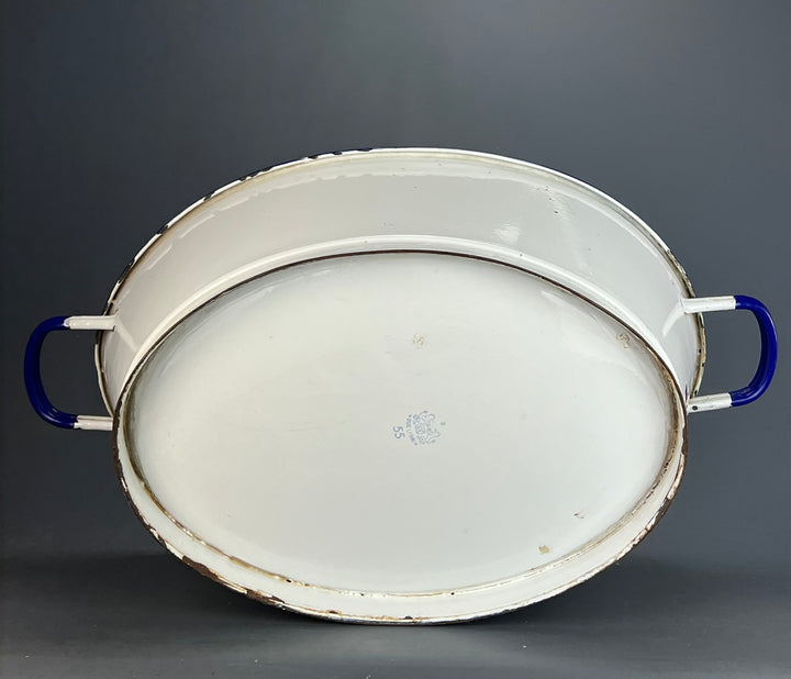 Tinozza latta smaltata bianca vintage