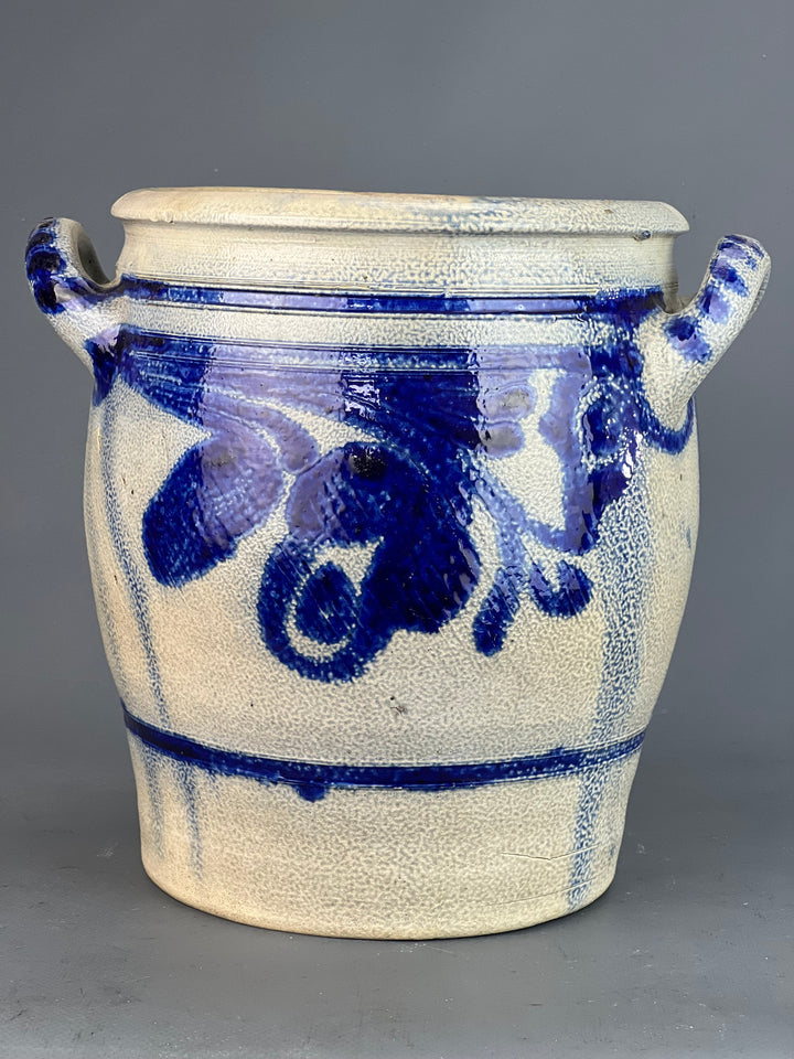 Vaso grès salato smaltato dipinto vintage