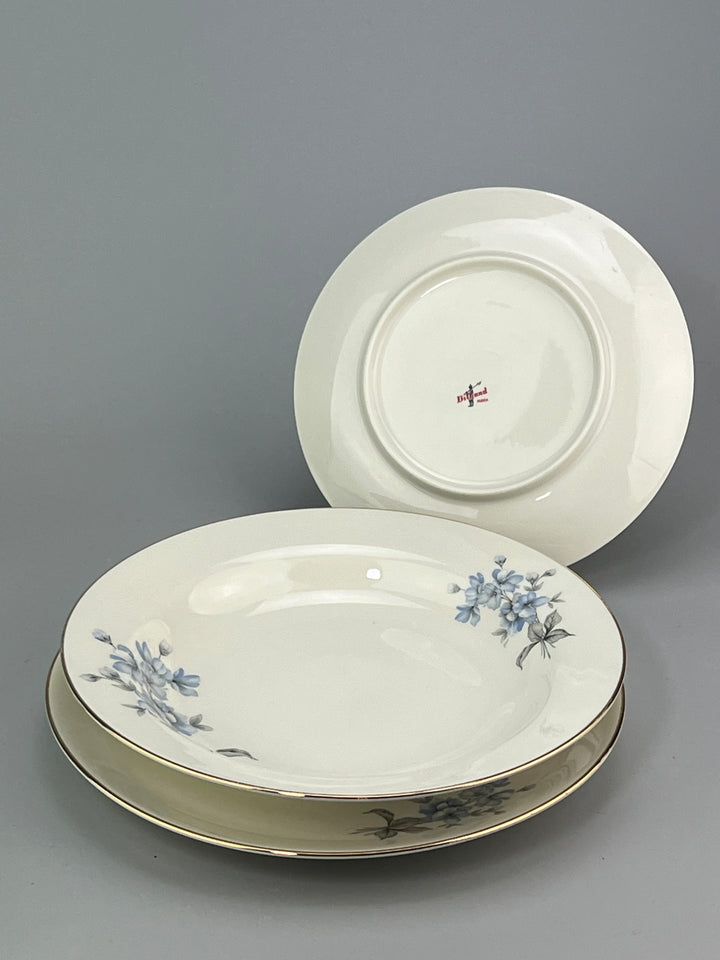 Servizio di piatti 12 persone vintage Dilhand Fabrik fiori celesti e bordo dorato