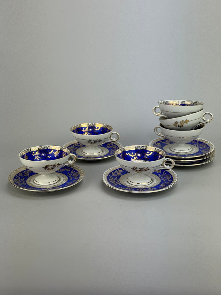 Set di 10 tazzine da caffè in porcellana Bremer & Schmidt scena galante