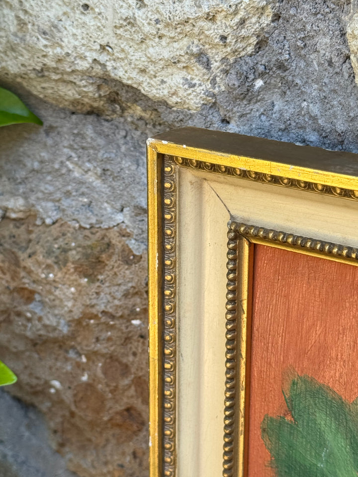 Quadro Olio su Tavola "Bouquet di Fiori" con cornice dorata