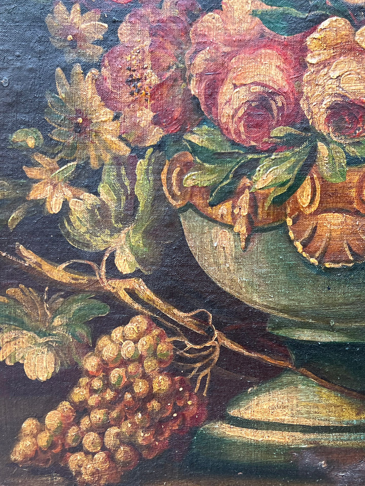 Coppia Quadri Bouquet olio su tela primi '900