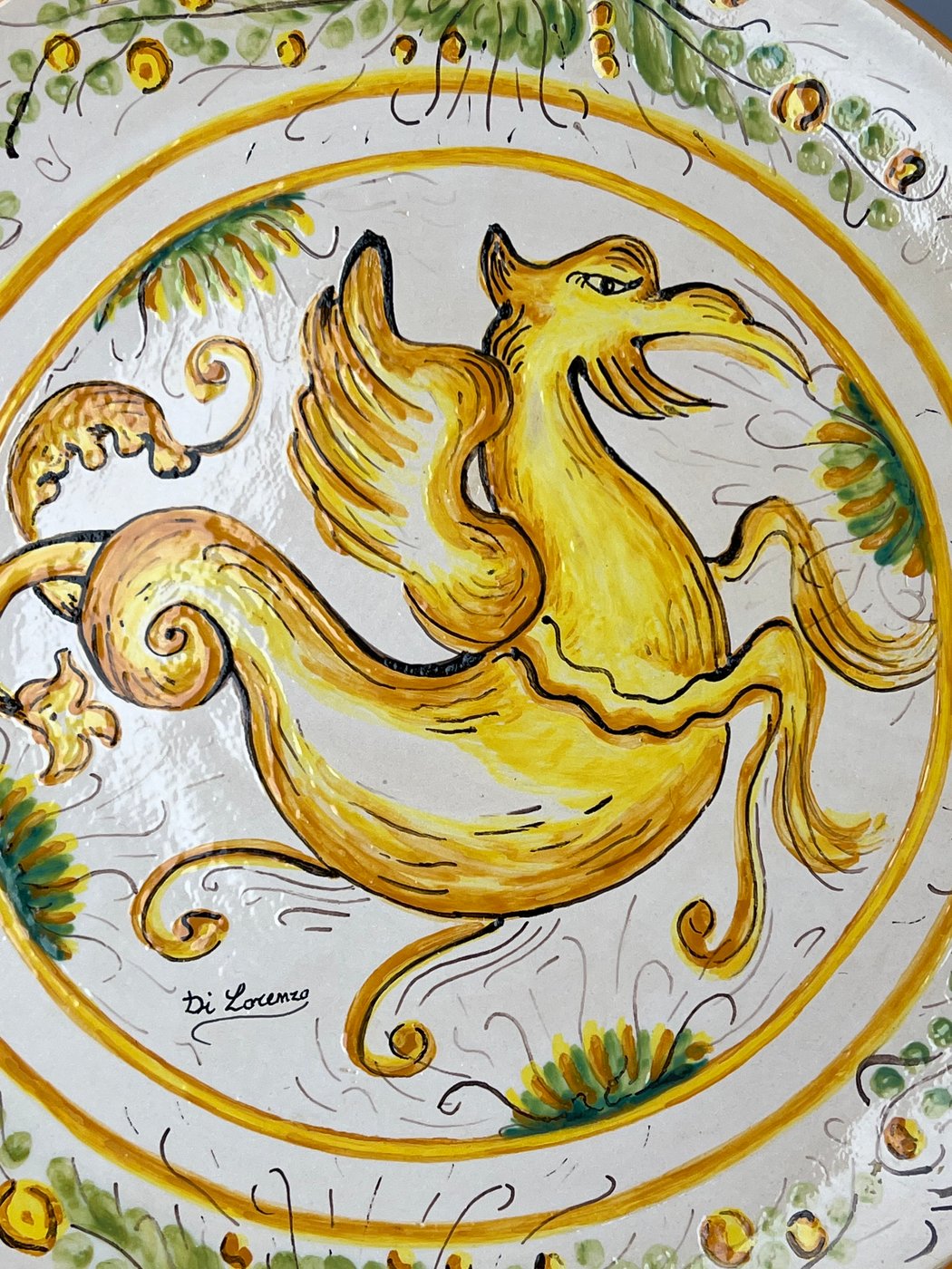 Piatto da parete ceramica dipinta Cerreto Sannita