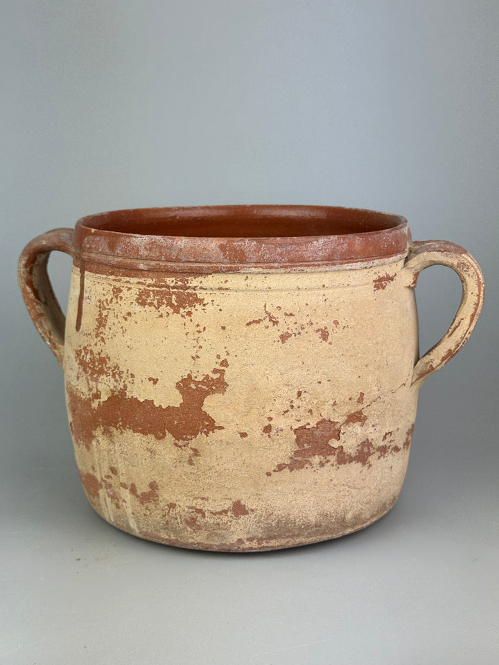 Contenitore rustico vintage in terracotta con due manici