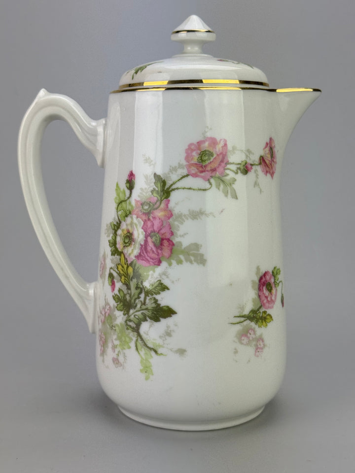 Caffettiera in porcellana decoro floreale Limoges