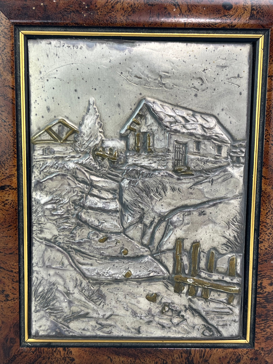 Scatola in legno radica con pannello in argento 999 e foglia oro EUROESSE