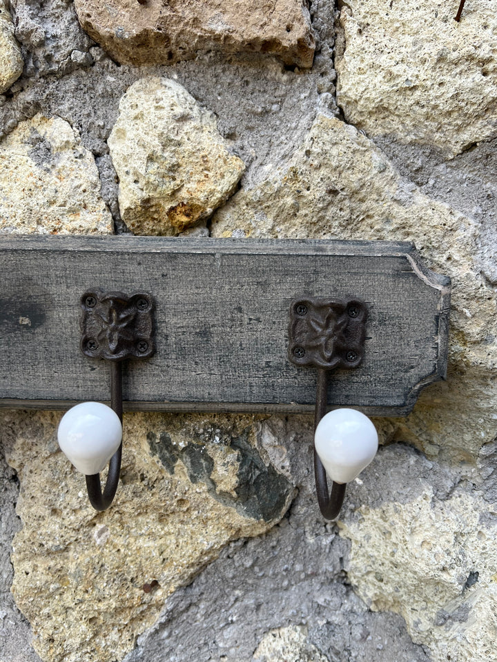 Appendiabiti da muro legno pomelli porcellana
